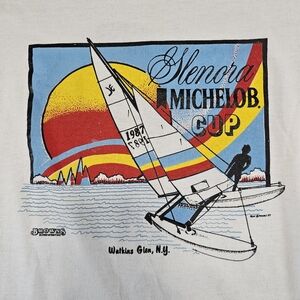 1987 Michelob Cup Sailing Race Finger Lakes T Shirt L Mens USA Single Stitch